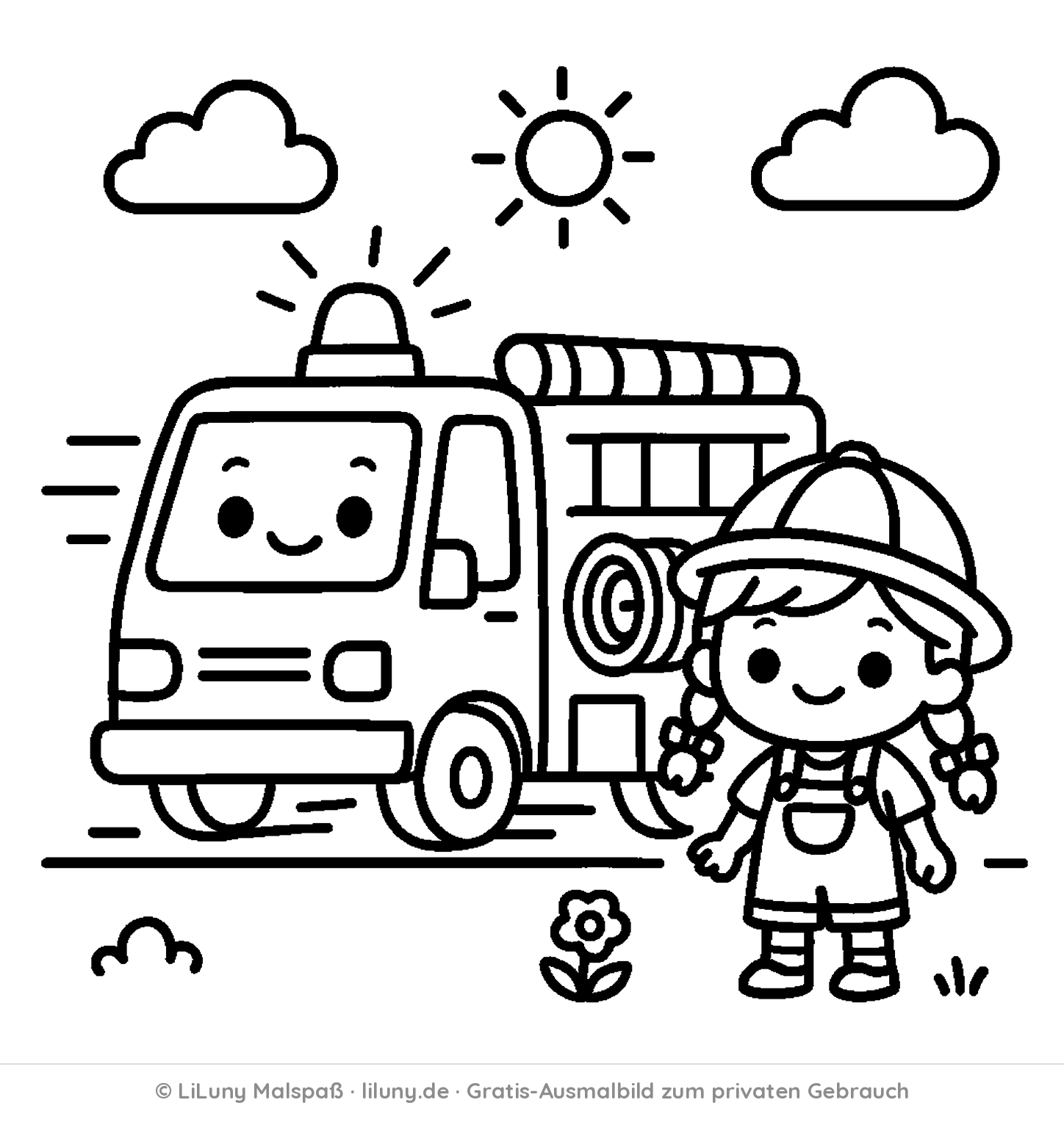 Feuerwehr-Ausmalbild kostenlos zum Ausdrucken
