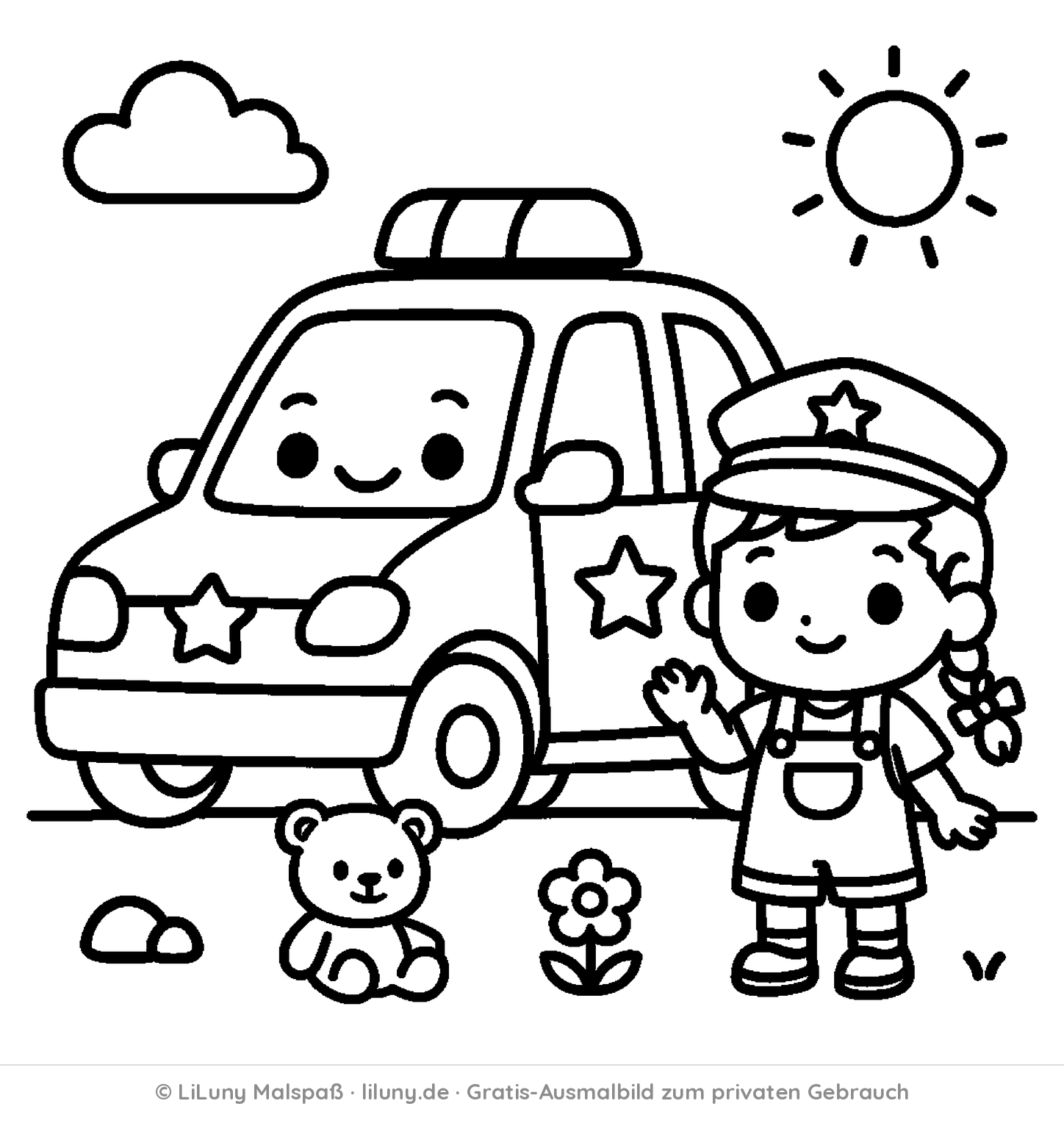Polizei-Ausmalbild kostenlos zum Ausdrucken