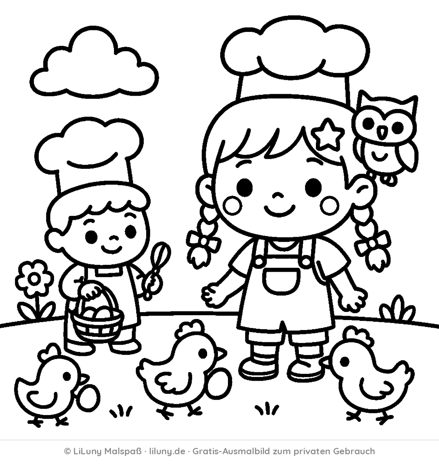 Bäckerei-Ausmalbild kostenlos zum Ausdrucken