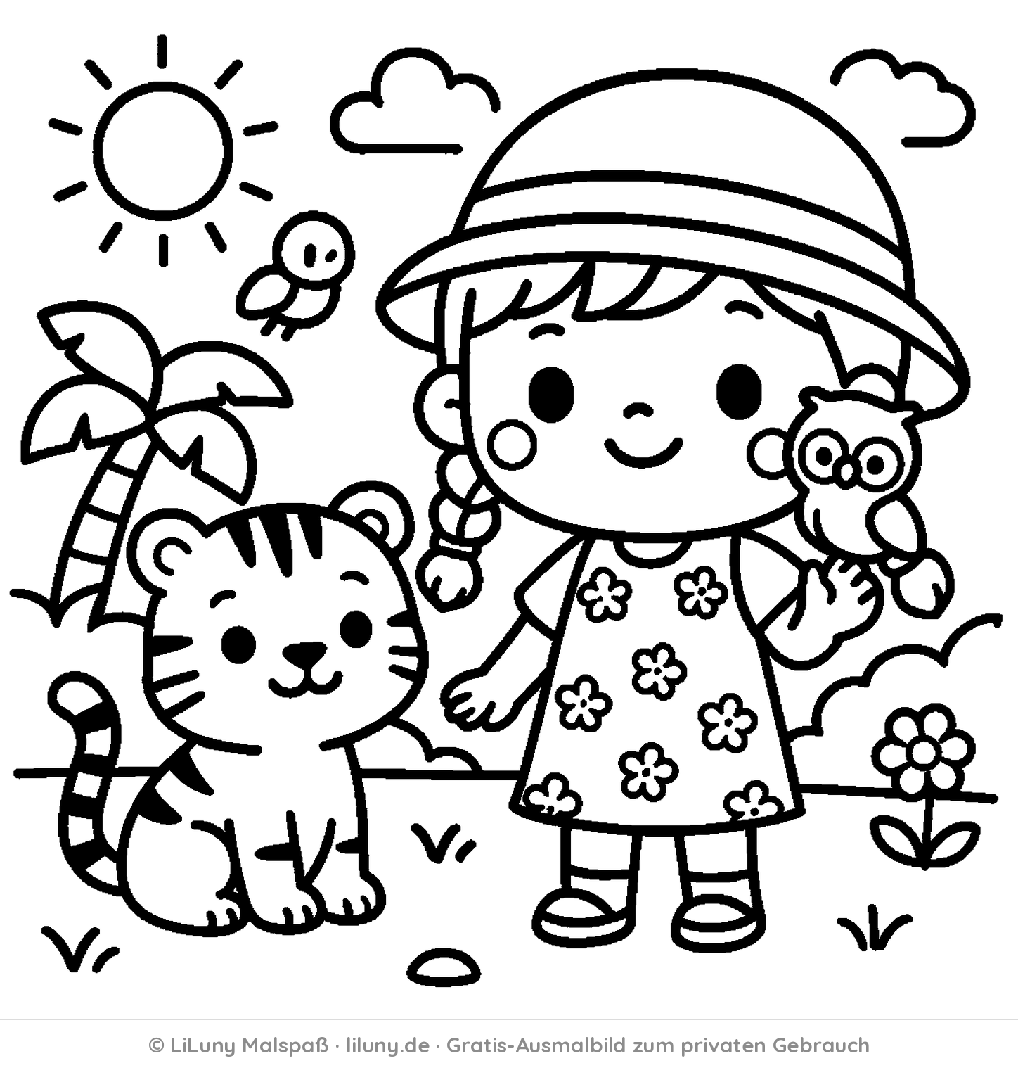 Tiger-Ausmalbild kostenlos zum Ausdrucken